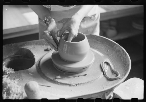 Pottery making at Indian school. Pine Ridge, South Dakota