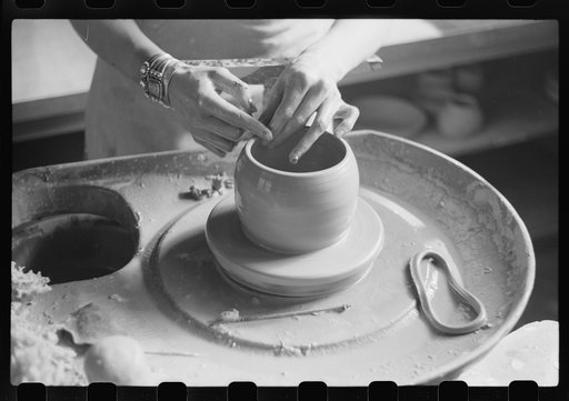 Untitled photo, possibly related to: Pottery making at Indian school. Pine Ridge, South Dakota