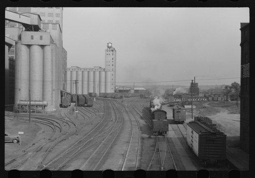 Untitled photo, possibly related to: Elevators at Quaker Oats plant. Cedar Rapids, Iowa