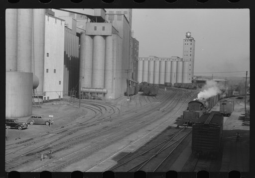 Untitled photo, possibly related to: Elevators at Quaker Oats plant. Cedar Rapids, Iowa