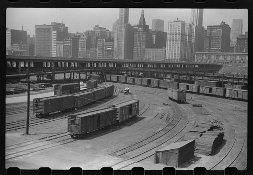Untitled photo, possibly related to: Freight cars in yards, Chicago, Illinois