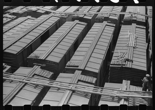 Untitled photo, possibly related to: Freight cars in yards, Chicago, Illinois