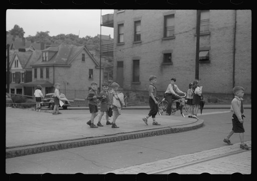 Untitled photo, possibly related to: Parochial school going home. Pittsburgh, Pennsylvania