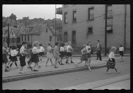 Untitled photo, possibly related to: Parochial school going home. Pittsburgh, Pennsylvania