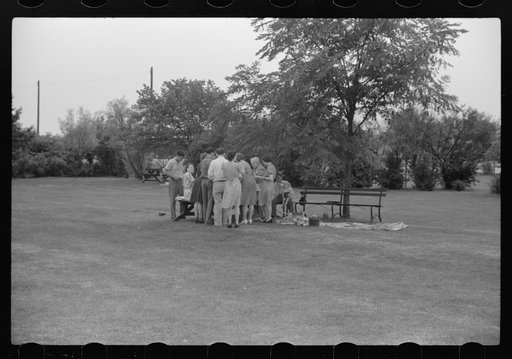 Untitled photo, possibly related to: Bridge game following Sunday afternoon picnic. Vincennes, Indiana