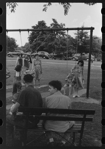 Untitled photo, possibly related to: Sunday afternoon picnic in park. Vincennes, Indiana