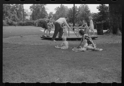 Untitled photo, possibly related to: Sunday afternoon picnic in park. Vincennes, Indiana