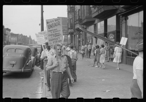 Untitled photo, possibly related to: Picket line at Mid-City Realty Company, South Chicago, Illinois