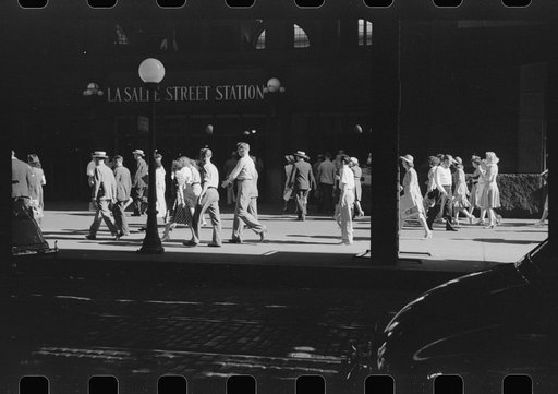 Untitled photo, possibly related to: Five o'clock crowds, Chicago, Illinois