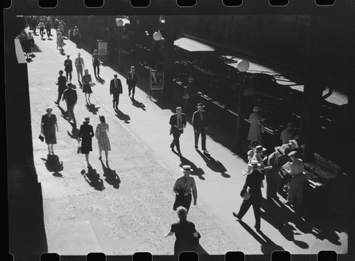 Untitled photo, possibly related to: Five o'clock crowds, Chicago, Illinois