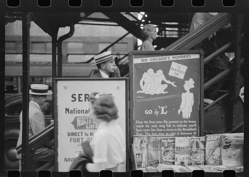 Untitled photo, possibly related to: Ascending steps of El, Chicago, Illinois