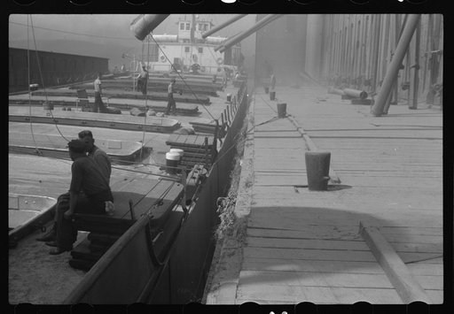 Untitled photo, possibly related to: Loading grain boat. Superior, Wisconsin