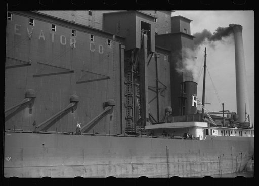 Untitled photo, possibly related to: Loading grain boat. Duluth, Minnesota
