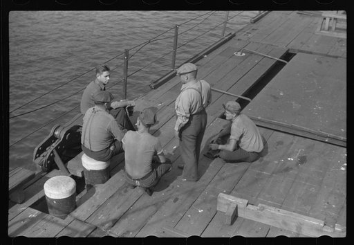 Part of crew, Great Lakes grain boat. Duluth, Minnesota