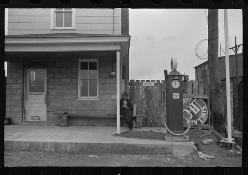 Shenandoah(?), Pennsylvania. A gas tank at the edge of town.