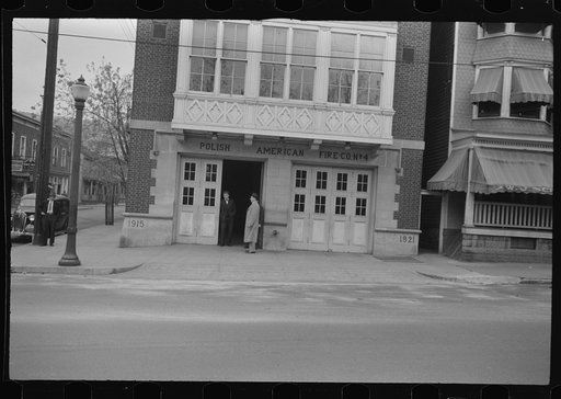 Shenandoah(?), Pennsylvania. The Polish-American Fire Company No. 4 and residence in a better section of the town