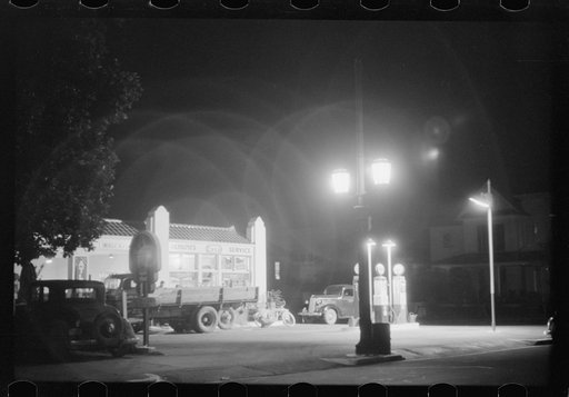 An "open all night" gas station in Durham, North Carolina