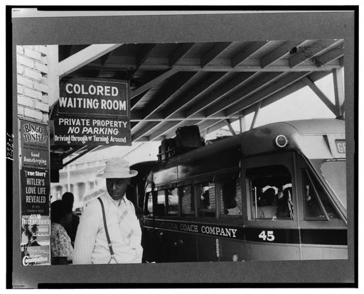 At the bus station in Durham, North Carolina