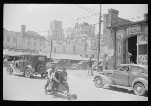 Outside of the tobacco warehouses in Durham, North Carolina