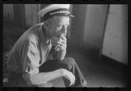 A seaman aboard the Norfolk-Cape Charles ferry