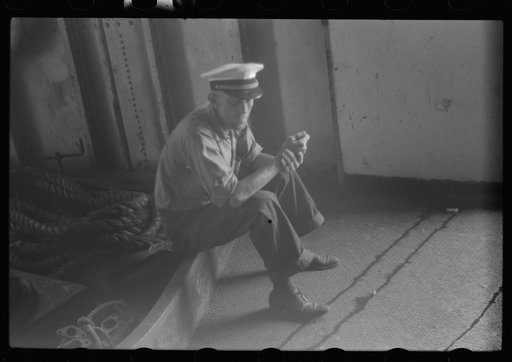 Untitled photo, possibly related to: A seaman aboard the Norfolk-Cape Charles ferry