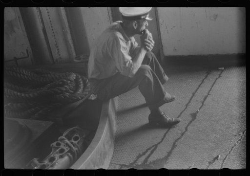 Untitled photo, possibly related to: A seaman aboard the Norfolk-Cape Charles ferry