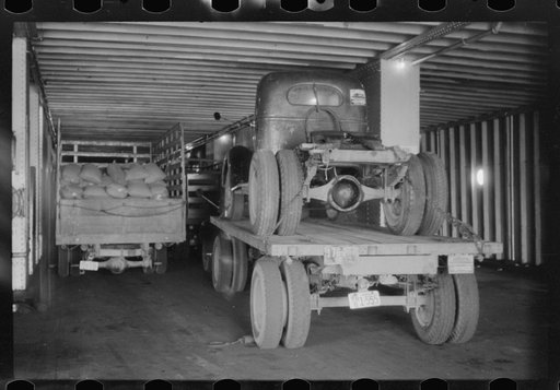 Truck aboard the Norfolk-Cape Charles ferry bound for Cape Charles, Virginia