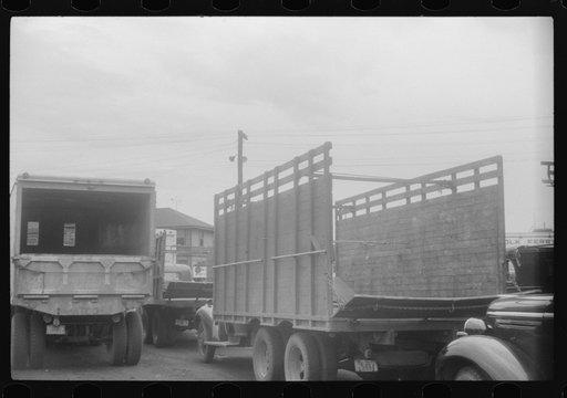 Trucks waiting at Cape Charles, Virginia for ferry to Norfolk, Virginia