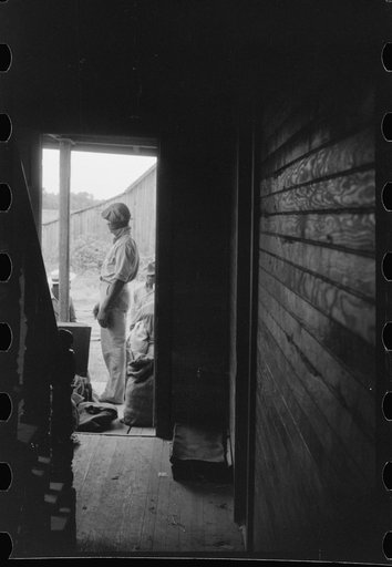 Florida migrants waiting for truck to take them from Belcross, North Carolina to another job at Onley, Virginia