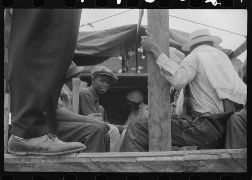 Truckload of migrants ready to leave Belcross, North Carolina for another job at Onley, Virginia