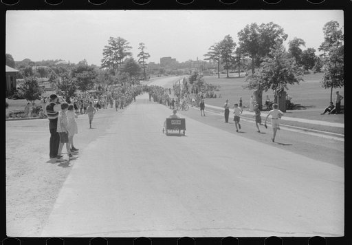 Entrants in soapbox auto race during July 4th celebration at Salisbury, Maryland