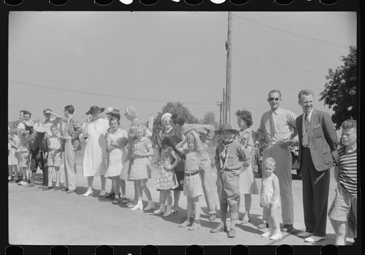Untitled photo, possibly related to: Boy Scouts acting as guard during soapbox auto race on July 4th at Salisbury, Maryland