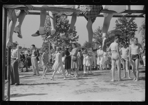 Spectators at beauty contest held during July 4th celebration at Salisbury, Maryland