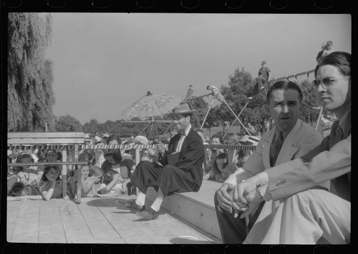Untitled photo, possibly related to: Spectators at beauty contest held during July 4th celebration at Salisbury, Maryland