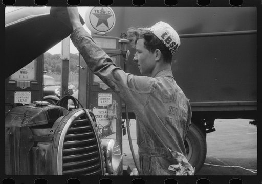 Attendant at truck service station on U.S. 1 (New York Avenue), Washington, D.C.