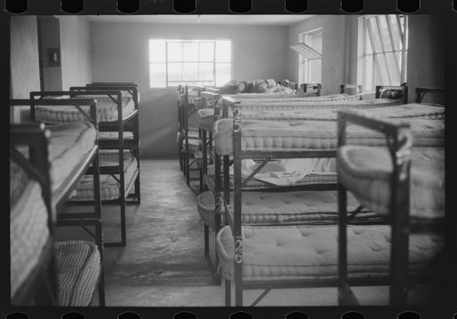 Untitled photo, possibly related to: Free sleeping quarters for truck drivers at a truck service station on U.S. 1 (New York Avenue) in Washington, D.C.