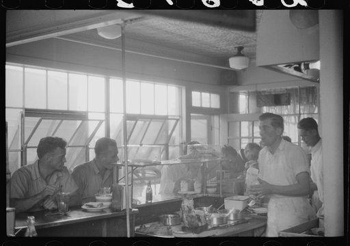 Untitled photo, possibly related to: In the cafe at a truck drivers' service station on U.S. 1 (New York Avenue), Washington, D.C.