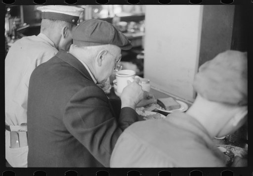 Untitled photo, possibly related to: In the cafe at a truck drivers' service station on U.S. 1 (New York Avenue), Washington, D.C.
