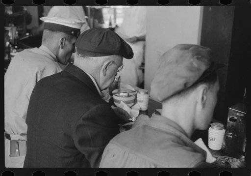 Untitled photo, possibly related to: In the cafe at a truck drivers' service station on U.S. 1 (New York Avenue), Washington, D.C.