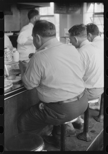 Untitled photo, possibly related to: In the cafe at a truck drivers' service station on U.S. 1 (New York Avenue), Washington, D.C.