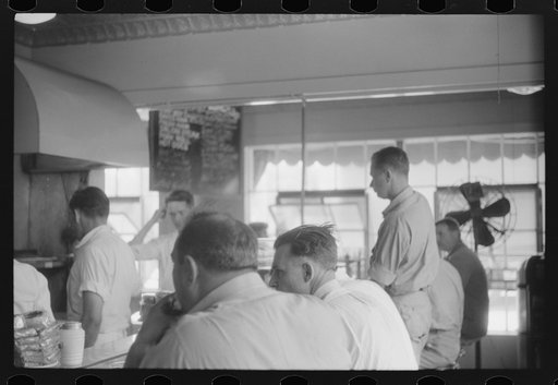 Untitled photo, possibly related to: In the cafe at a truck drivers' service station on U.S. 1 (New York Avenue), Washington, D.C.