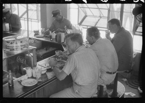 Untitled photo, possibly related to: In the cafe at a truck drivers' service station on U.S. 1 (New York Avenue), Washington, D.C.