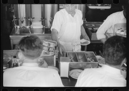 Untitled photo, possibly related to: In the cafe at a truck drivers' service station on U.S. 1 (New York Avenue), Washington, D.C.