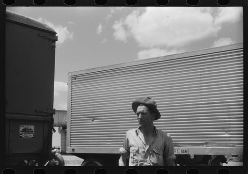 Truck driver at a truck service station on U.S. 1 (New York Avenue),  Washington, D.C.