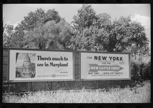 Untitled photo, possibly related to: Billboards along U.S. 1 near Laurel, Maryland