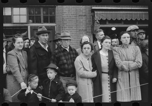 Spectators at the annual barrel rolling contest in Presque Isle, Maine