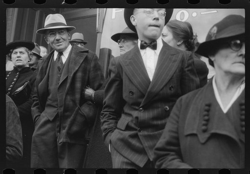 Untitled photo, possibly related to: Spectators at the annual barrel rolling contest in Presque Isle, Maine