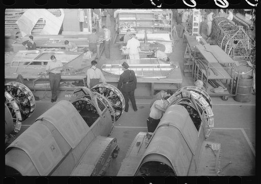 On the factory floor of the Vought-Sikorsky Aircraft Corporation, Stratford, Connecticut