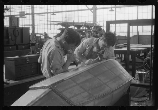 Pontoon construction at the Vought-Sikorsky Aircraft Corporation, Stratford, Connecticut