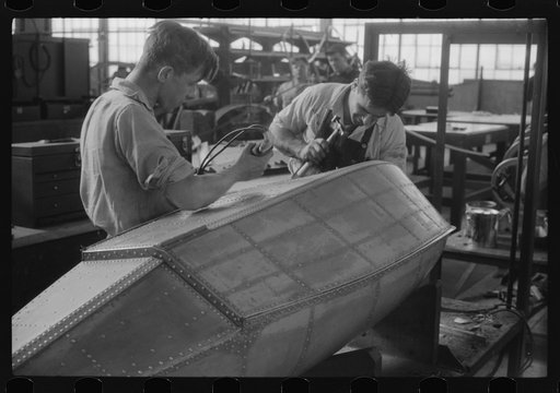 Pontoon construction at the Vought-Sikorsky Aircraft Corporation, Stratford, Connecticut